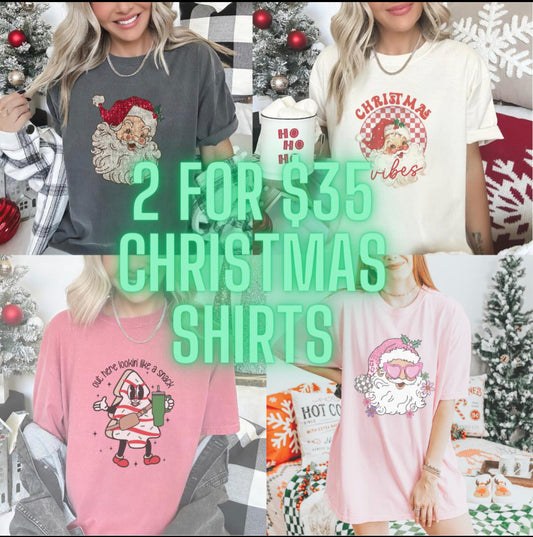 SET OF 2 $35 Mystery Comfort Colors Christmas teeS 10/29 12pm est READ DESCRIPTIONm