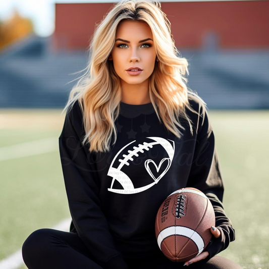 Football Heart Long Sleeve Comfort Colors Tee (Please see description)