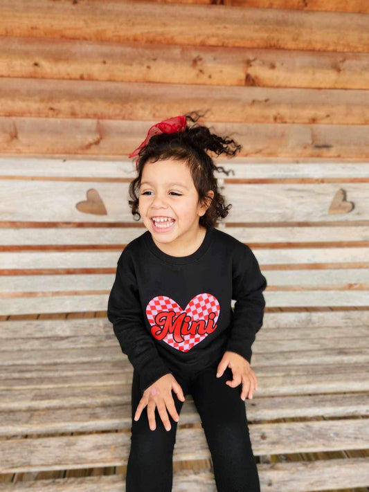 Mini Heart Checkered Toddler / Youth Sweatshirt