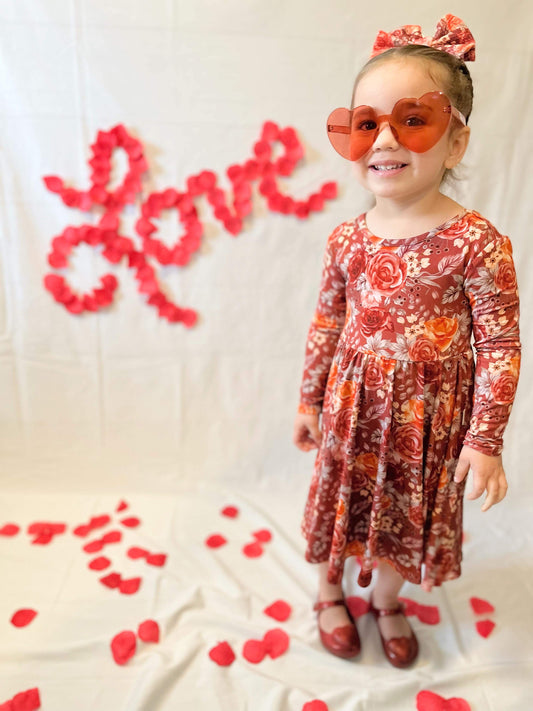 Rustic Rose Long Sleeve Toddler Dress