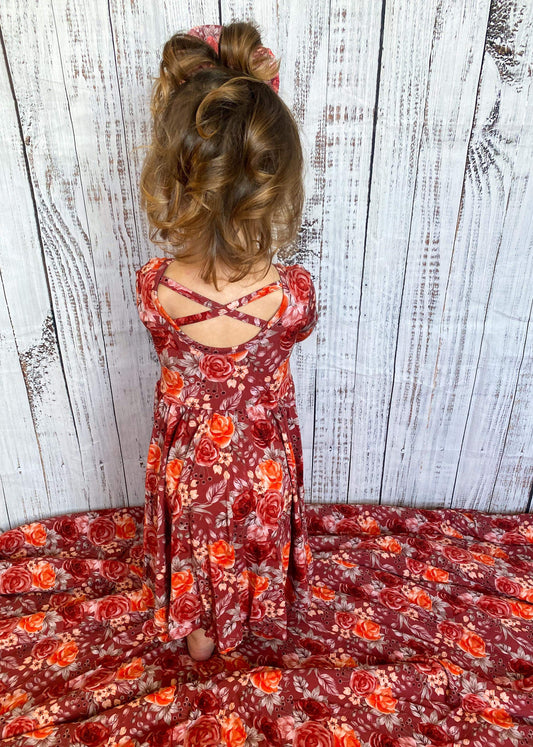 Rustic Rose Long Sleeve Toddler Dress